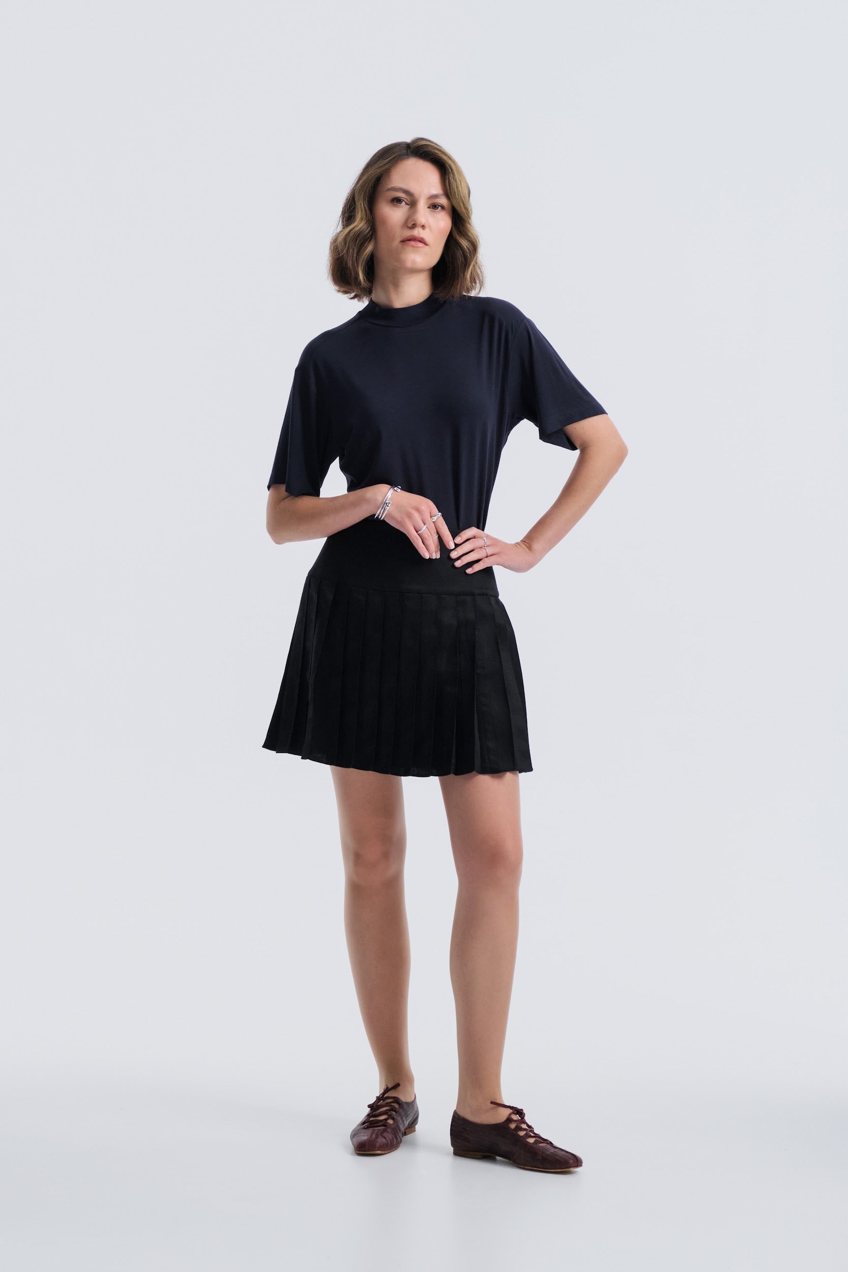 Fetovaia Noir Pleated Skirt