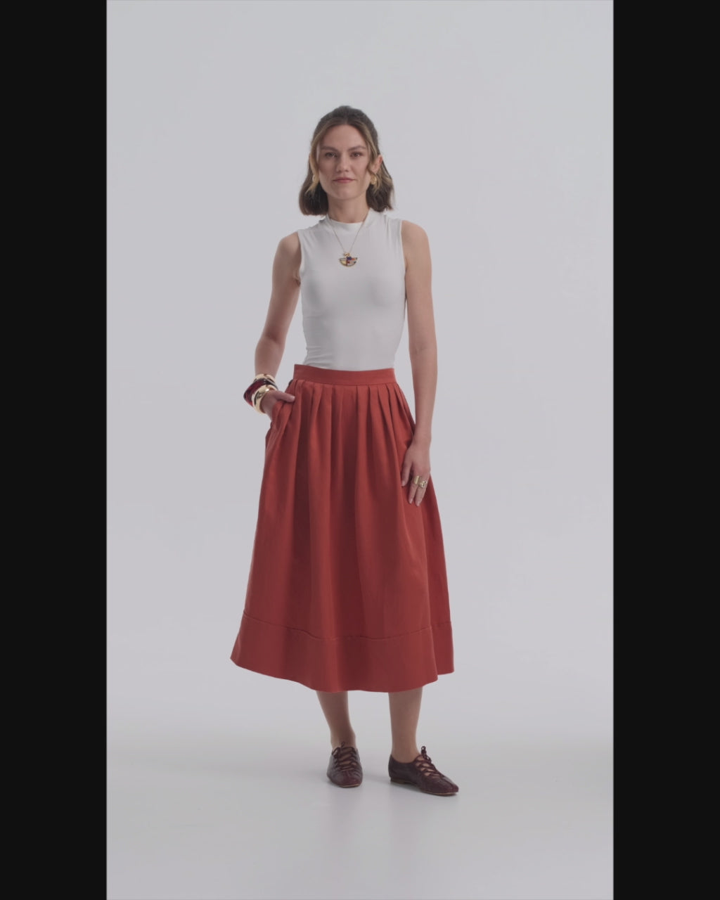 Palma Terre Cotta Midi Skirt